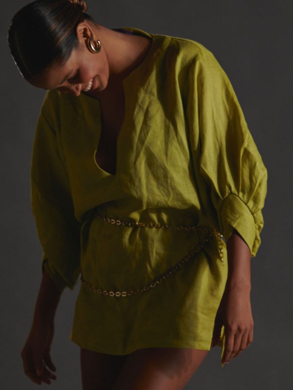 Green Puff Sleeve Skirt